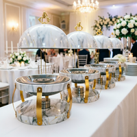 Catering-Buffet-Restaurantausrüstung Luxuriöser Eleganter Schwarzer Chafing Dish Runde Hängende Chafing Dishes für Hotel und Hochzeit
