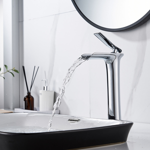 Grifo mezclador moderno para baño, mesa de maquillaje, cromado, de un solo orificio, caliente, frío, latón, alto, lavabo, grifo de lavabo, grifo de baño - Product Image 2