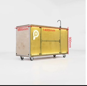 High Value Commercial Sales <b>Car</b> Outdoor Mobile Combination Wood Cart <b>Table</b> with Storage Cabinet - Product Image 1