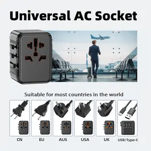 Worldplugユニバーサルコンバータープラグアダプター世界旅行電源アダプターType-CおよびUSB付き充電器