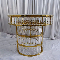 Meubles de mariage Table à gâteau d'hôtel avec base en acrylique blanc cristal Décoration d'événement de fête de mariage