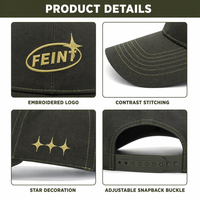 Casquette de baseball unisexe en twill de coton olive foncé de luxe avec logo personnalisé, 6 panneaux, broderie à points contrastants, ajustable