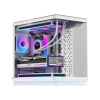 Boîtier d'ordinateur de jeu double compartiment AOJIE OEM ATX Mid Tower EATX Sea View avec bande lumineuse LCD, par les meilleurs fabricants