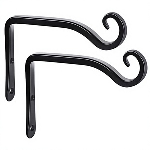 Black Curved Metal <b>Wall</b> Mount Bracket for Flower Pot Vintage Style Rust Resistant Storage Holder Modern rust-resistant <b>wall</b> - Product Image 3