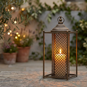 Modern Moroccan Style Handmade Iron/SS/<b>Brass</b> Open Top Die-Cut Candle Holder <b>Lantern</b> A.K Handicrafts for Weddings Christmas Home - Product Image 1