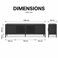Meuble TV moderne noir en maille de haute qualité avec porte, rangement en métal, écologique, personnalisable pour salon, chambre, appartement, hôtel