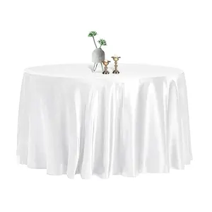 180厘米/72英寸高品质白色缎面圆形桌布可水洗婚宴桌布