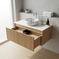 Mueble de Baño Flotante Moderno de Madera Contrachapada Boston Oak Woodmatt con Cajones, Sin Lavabo, para Proyectos Hoteleros Personalizados
