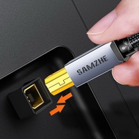 Câble USB pour imprimante SAMZHE de haute qualité, 1,5 m, câble USB 2.0 plat tressé en maille, USB-A mâle vers B mâle pour imprimante HP Canon Epson