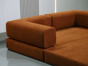 Durable Corduroy Living Room Sofa, 150cm Wide Compressed Sofa with Removable Cover 2-Position Reclining Modular Sofa - Product Image 6