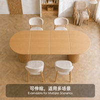 Table de salle à manger extensible en placage de chêne durable, surface lisse, facile à nettoyer, table d'îlot de cuisine, très vendue