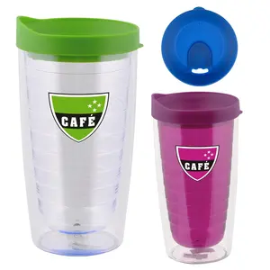 Hot sell Durable 15 oz Thermo Plastic Coffee Cup Double Wall Custom Printing Drinking Mug Take It To Go with Lids