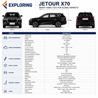 Nouveau SUV Jetour X70 Plus 2025, 7 places, essence, turbo, automatique, conduite à gauche, véhicule familial avec habitacle spacieux, caméra arrière