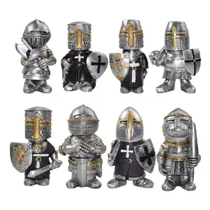 Knight Dwerg Guardian Tuin Standbeeld Armor Europese Knight Sculptuur Decoratieve Yard Gazon Decoratie Tempel Crusader Standbeeld