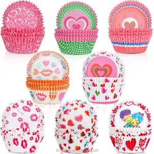 Benutzer definierte Einweg-Valentinstag Muffin Tasse Druck Backen Pappbecher Cupcake hochwertige Cupcake Tablett Pappbecher Kuchen Fälle