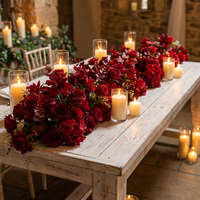 Chemin de table floral moderne de luxe de haute qualité et toile de fond murale en fleurs artificielles en soie - Décoration durable pour mariage et banquet F-FR003