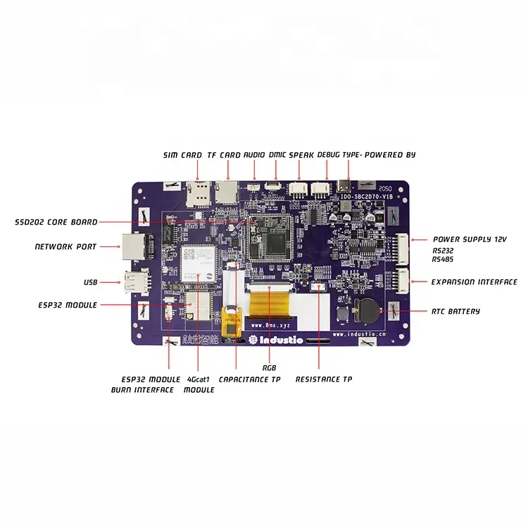LVGL מוסמך IDO-SMLCD72-V1-2EC 7-אינץ Dual core 1920x1080 רזולוציה Mipi מגע LCD מסך תצוגת מבוסס על SSD201 SSD202