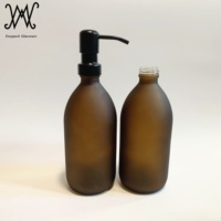 Bouteille en verre opaque noir mat de 16oz 473ml avec pompe en métal en acier inoxydable noir mat