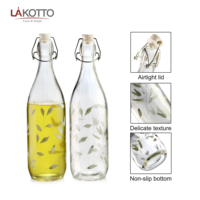 Bouteille en verre réutilisable écologique de 1000 ml avec couvercle à rabat, logo personnalisé, design minimaliste pour les boissons et les produits de beauté