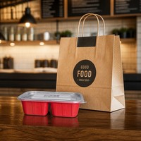Boîte à emporter jetable en gros à 2 compartiments, rouge, en plastique, pour préparation de repas, hermétique, avec couvercle transparent à clipser, sans BPA