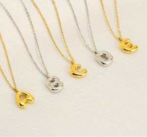 Colliers <span class=keywords><strong>à</strong></span> pendentif <span class=keywords><strong>lettre</strong></span> initiale bulle en acier inoxydable 304/316 plaqué or 18 carats, tendance et personnalisés Q&Y - Product Image 2