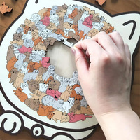 135-teiliges Katzenförmiges Holzpuzzle Einzigartige Unregelmäßige Puzzlestücke Spiel Geburtstags- und Weihnachtsgeschenke für Katzenliebhaber Heimdekoration