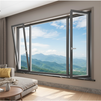 Fenêtre à battant horizontal en alliage d'aluminium avec double vitrage trempé, isolation thermique en acier inoxydable, design moderne pour cuisine