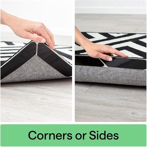 Lot de 8 Grips Antidérapants Extra Longs pour Tapis sur Sols Durs, Adhésifs Réutilisables Double Face, Maintiennent les Coins des Tapis Plats, Idéal pour les Locataires - Product Image 6