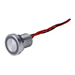 12MM Illuminated Electrical Piezo Push Button Nornmally Open Flat Head Switch Cable length Customized Available