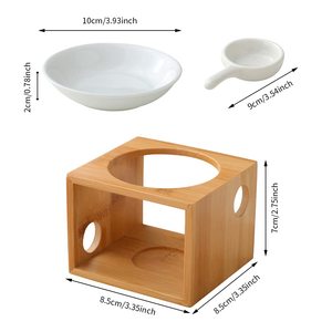 Wooden Aroma <b>Burner</b> With Ceramic Dish <b>Candle</b> Warmer For Indoor Aromatherapy Home Decor - Product Image 2