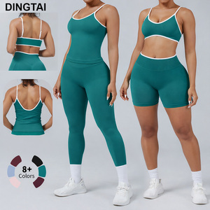 Abbigliamento Sportivo <span class=keywords><strong>Donna</strong></span> all'Ingrosso: Completo Comodo per Yoga e Fitness con Reggiseno Sportivo, Top e Leggings Corti Modellanti - Product Image 2