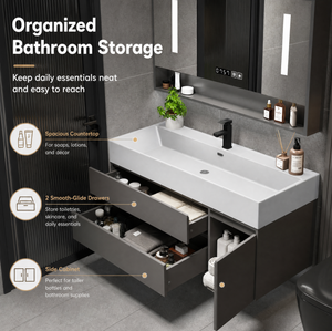 Set <span class=keywords><strong>Mobile</strong></span> <span class=keywords><strong>Bagno</strong></span> Moderno in Legno Massello di Lusso con Lavabo Sospeso - Product Image 3