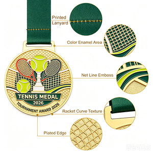 Médailles de tennis sur mesure, récompenses de tournoi, médailles sportives avec logo personnalisé, cordon personnalisé, médaille de récompense en métal de haute qualité - Product Image 3