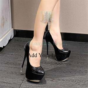 <span class=keywords><strong>Zapatos</strong></span> de tacón de aguja con punta redonda de metal para mujer, <span class=keywords><strong>zapatos</strong></span> de tacón alto 2023 para mujer - Product Image 1