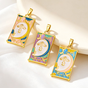 Pendentifs en émail HD891 style rétro, motifs mignons : Nuage, Ange, Tarot, <span class=keywords><strong>Visage</strong></span> <span class=keywords><strong>de</strong></span> Lune, Tranche d'Orange, Fleur <span class=keywords><strong>de</strong></span> Rose – Breloques pour la création <span class=keywords><strong>de</strong></span> <span class=keywords><strong>bijoux</strong></span> DIY - Product Image 3