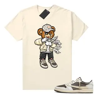 Travis Scott 1S Low Reverse Mocha Shirts Sneaker Match Sail Rich Bear 100% Cotton Graphic Men's T Shirt