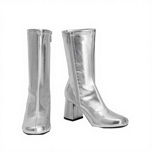 Botas Unisex Clásicas con Cierre de Cremallera, Punta en Cuero PU, Estilo Occidental, Plantilla Ligera de EVA, Tacón Cuadrado, Botines Retro para Baile - Product Image 4