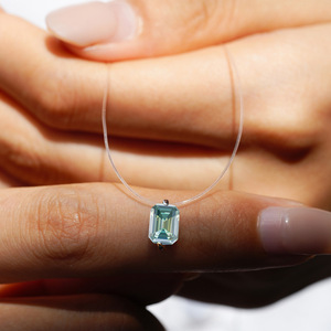 قلادة دموع حورية البحر متعددة الأنماط مجوهرات فضة إسترليني 1CT vs GRA Moissanite خانقات خط صيد شفافة للنساء - Product Image 1