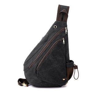 New Vintage <b>Canvas</b> <b>Bag</b> Men <b>Large</b>-capacity Waterdrop Chest <b>Bag</b> Stylish Versatile Single-shoulder Crossbody <b>Bag</b> - Product Image 2