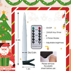 Bougie <span class=keywords><strong>LED</strong></span> <span class=keywords><strong>de</strong></span> 15 cm <span class=keywords><strong>de</strong></span> long <span class=keywords><strong>pour</strong></span> arbre <span class=keywords><strong>de</strong></span> <span class=keywords><strong>Noël</strong></span> avec télécommande <span class=keywords><strong>sans</strong></span> <span class=keywords><strong>fil</strong></span> et minuterie, alimentée par piles, <span class=keywords><strong>pour</strong></span> la décoration des fêtes - Product Image 6