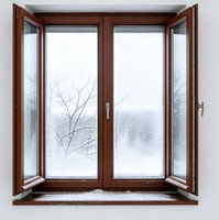 Fenêtre insonorisée à triple vitrage pour maison, fenêtre à battants en bois de style français avec moustiquaires de sécurité