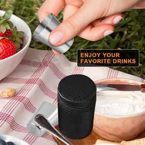 Support pour ajouter votre logo Emballage en cuir PU Ensemble de verres <span class=keywords><strong>à</strong></span> vin Étui de transport Camping en plein air Voyage Tasse <span class=keywords><strong>à</strong></span> whisky - Product Image 5