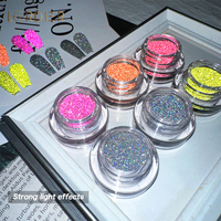 Nouvelle poudre d'art d'ongle poudre d'ongle néon réfléchissante poudre holographique de paillettes pour le vernis de Gel