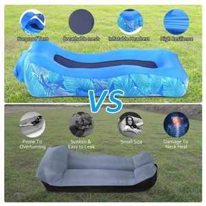 <b>Inflatable</b> Chaise Lounge air <b>Sofa</b> with Shade Tent, Foldable <b>Inflatable</b> Beach Bed for Traveling Beach Park Picnic - Product Image 3
