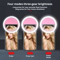 Lampe LED personnalisée pour selfie, support portable à clipser sur trépied avec support de caméra rechargeable, anneau lumineux pour téléphone portable