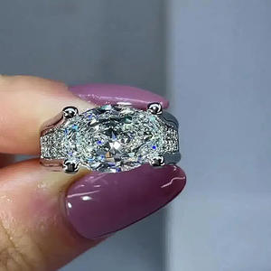 Anello di fidanzamento classico da donna in oro bianco con diamante taglio a pera colore G naturale T0885 - Product Image 3