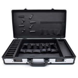 Boîte de rangement de barbier en métal, mallette de barbier Portable en aluminium outils de barbier <span class=keywords><strong>valise</strong></span> de Salon grand mot de passe étui de barbier en or - Product Image 1