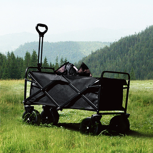 घरेलू बहुउद्देशीय धातु फ्रेम मुड़ा समुद्र तट के बगीचे ढहने वाले आउटडोर 4 व्हील वैगन कैंपिंग कार्ट्स - Product Image 6