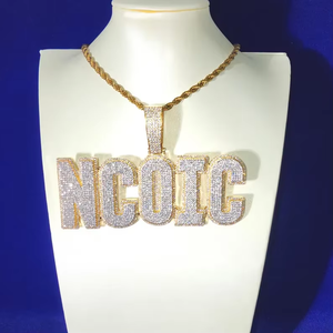 Custom Name Pendant 925 <b>Silver</b> Moissanite Sparkling Iced Diamond-Look Letter <b>Necklace</b> Trendy Hip Hop Unisex Classic Gift Jewelry - Product Image 5