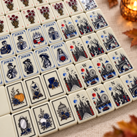 Jeu de Mahjong américain à thème banquet nocturne original, 160 tuiles, style porcelaine bleu et blanc avec bordure